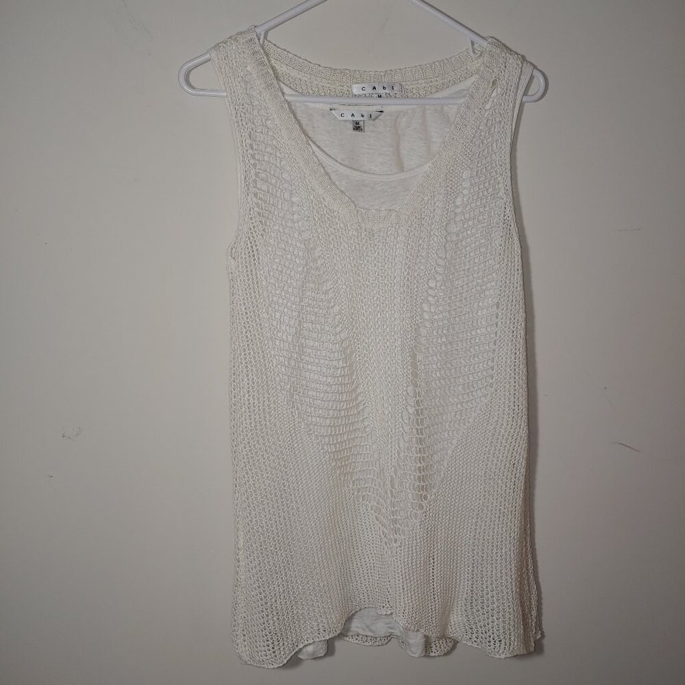 CAbi 100% Linen Open Knit 2 pc Crochet Set Size M Off White